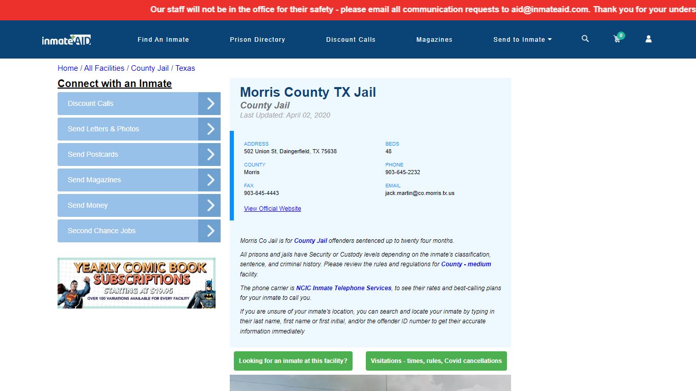 Morris County TX Jail - Inmate Locator - Daingerfield, TX